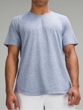 Lululemon License to Train Short-Sleeve Shirt — Light Blue Heather